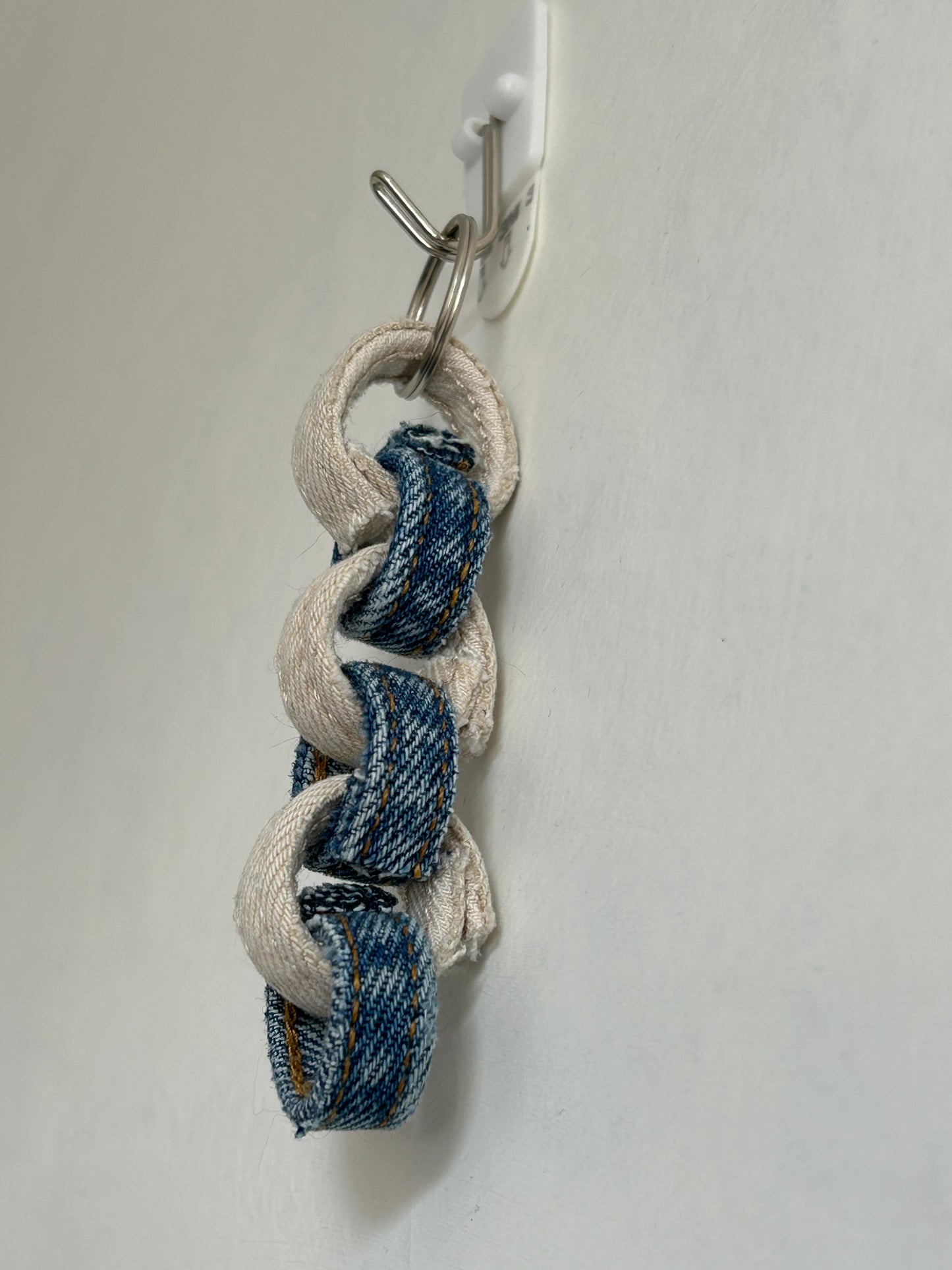 Up-cycled Blue Beige Denim Keyring