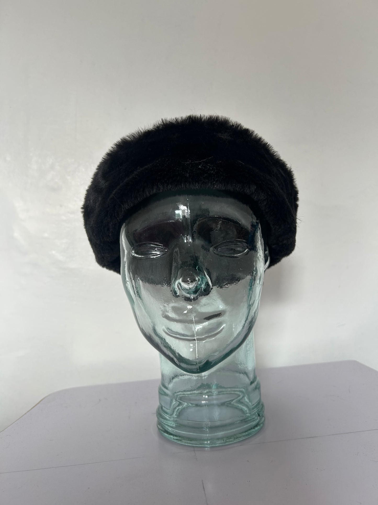 Black | Faux Leather Mongolian Hat