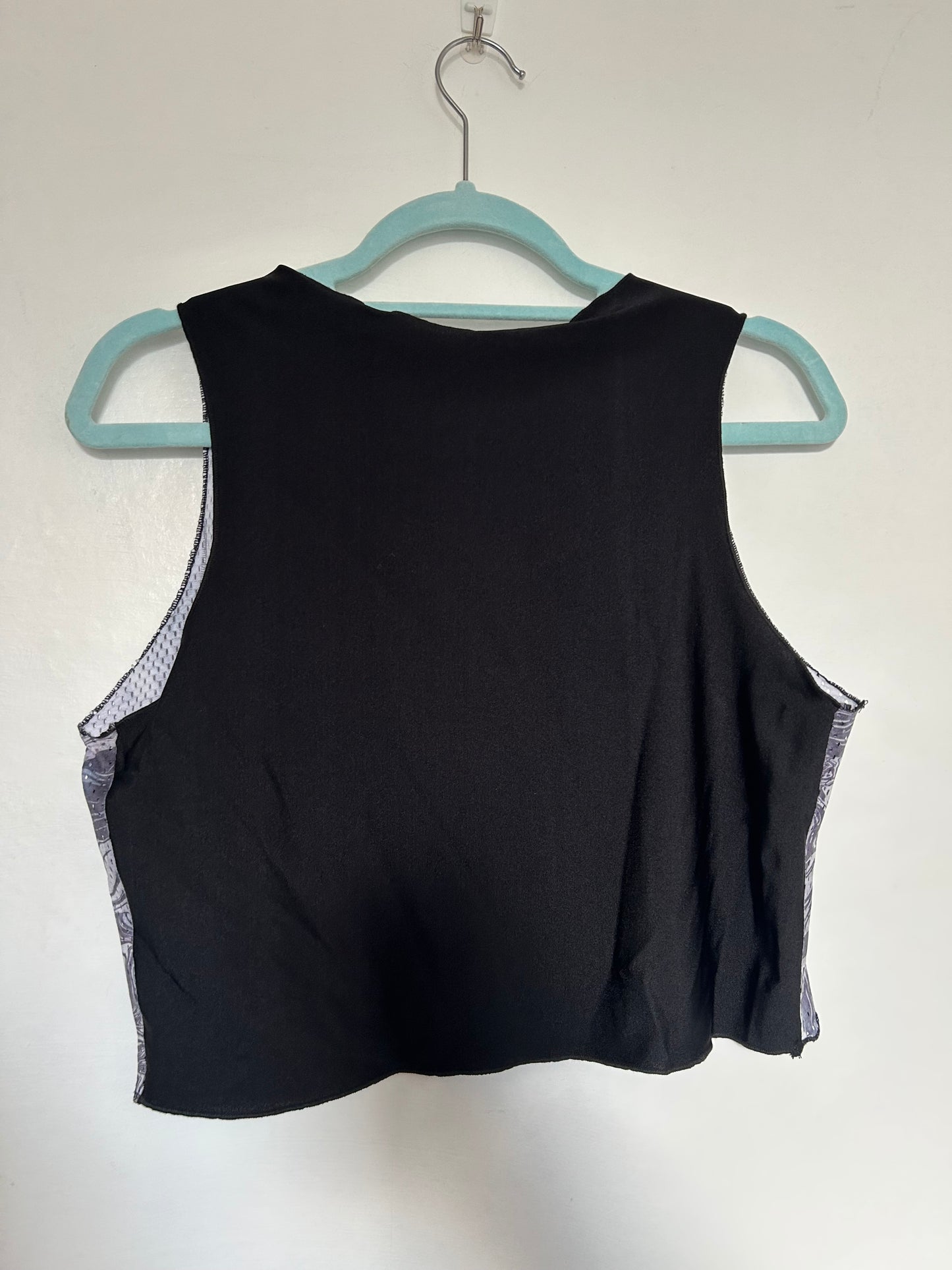 Printed Crop top | Swirl Print Black Mesh | Extra Large