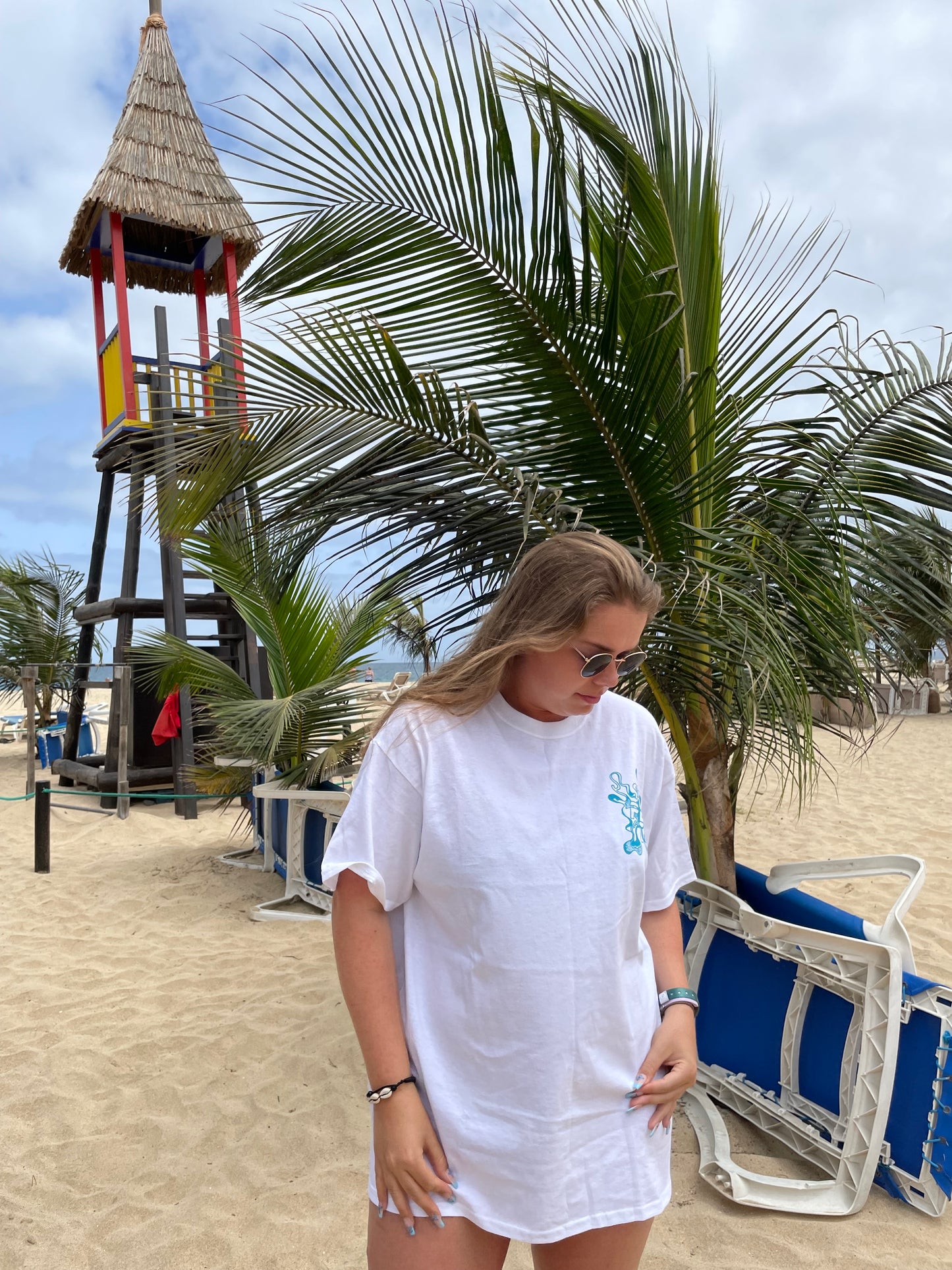 NESSA TEE | Unisex | Baby Blue, Teal | Hand screen printed onto 100% Ultra Cotton