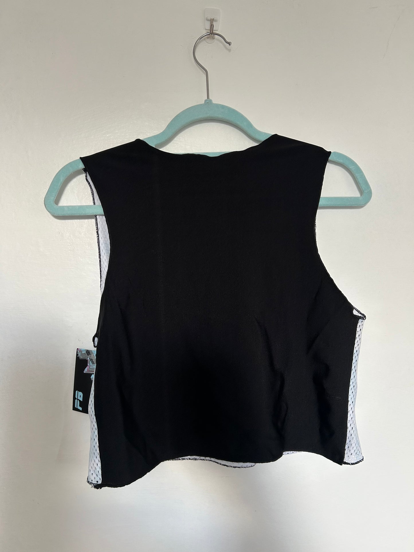 Printed Crop top | Blue Mesh | Large