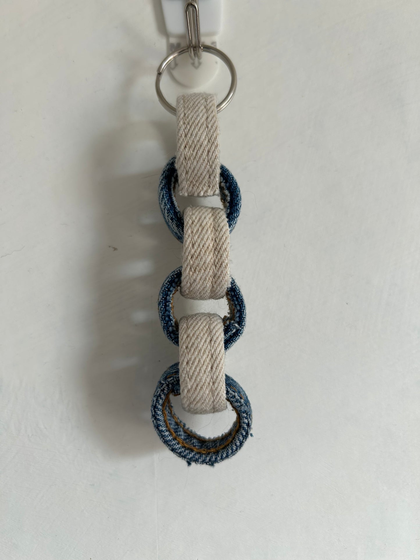 Up-cycled Blue Beige Denim Keyring