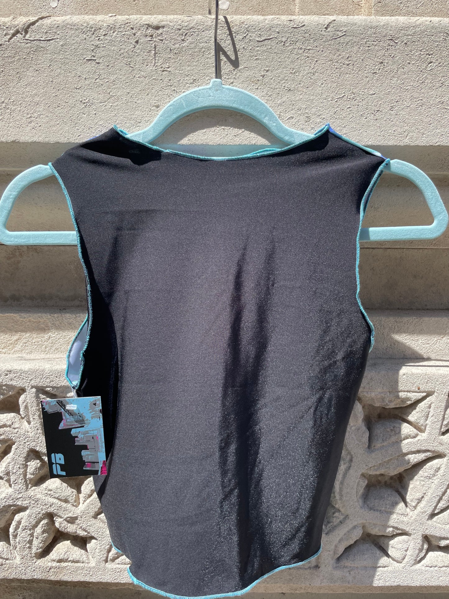 Printed Crop top | Blue Triangle Lycra | Medium