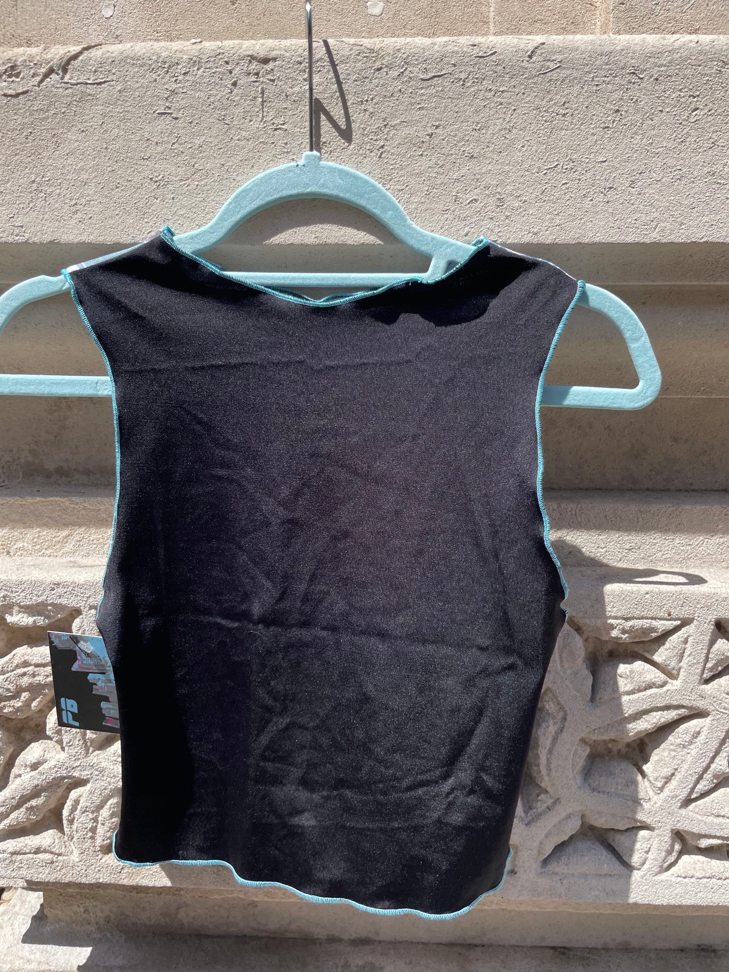 Printed Crop top | Green Geometric Lycra | Medium