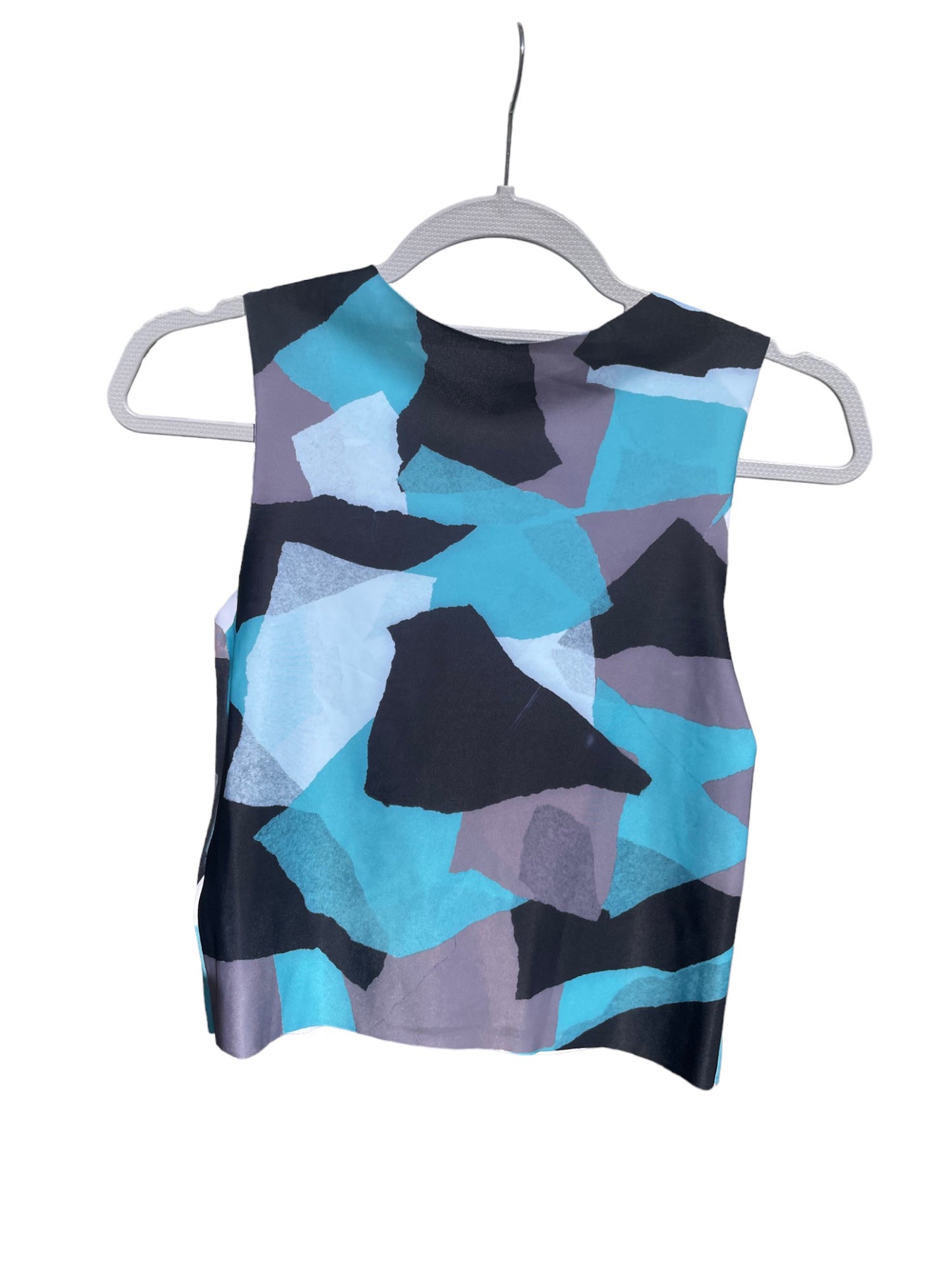 Printed Crop top | Blue & Black Patchwork | Medium