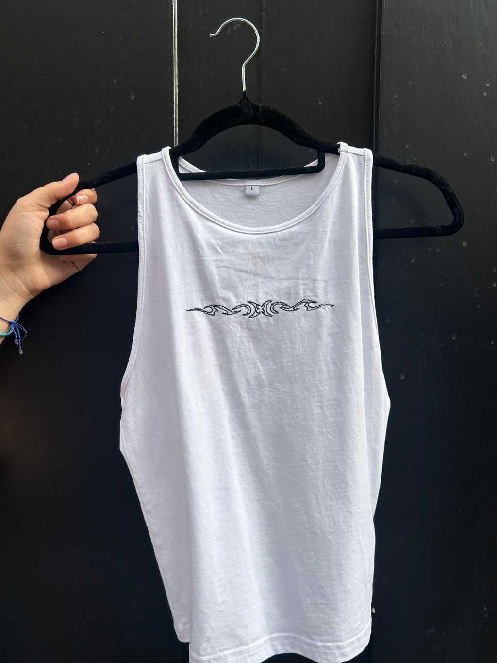 Hand Embroidered Tribal Tank Top | Handmade White Vest
