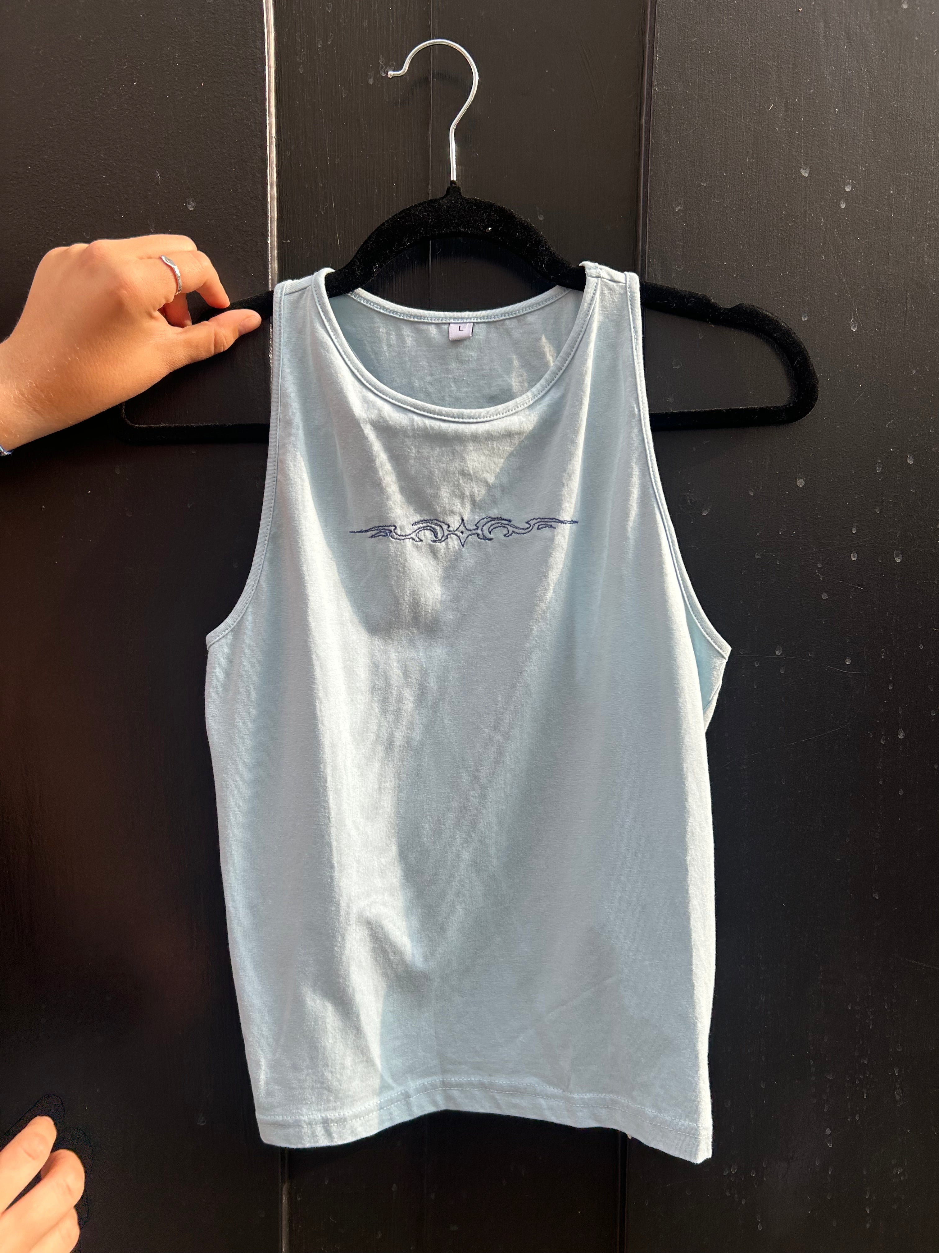 Hand Embroidered Tribal Tank Top | Handmade Blue Vest