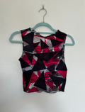 Printed Crop top | Black and Pink Triangle with Lace back | Medium