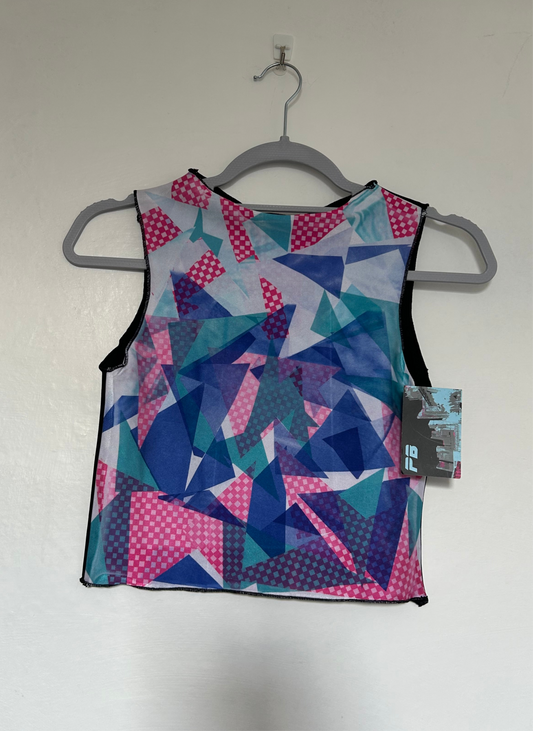 Printed Crop top | Pink, Blue and Green | Small