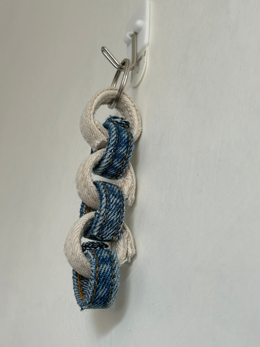 Up-cycled Blue Beige Denim Keyring