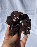 Brown polka dot scrunchies