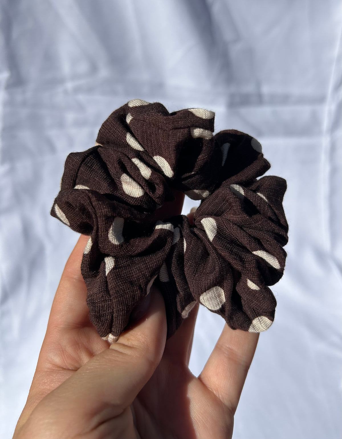 Brown polka dot scrunchies