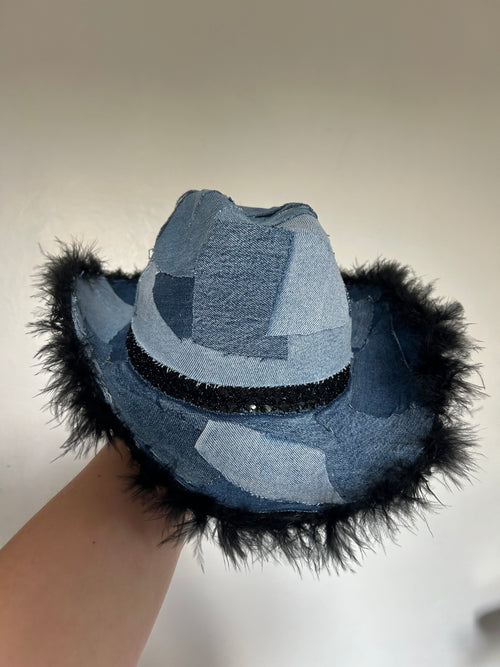 Denim Up-cycled Cowboy Hat - Denim
