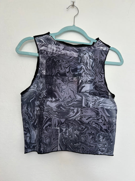 Printed Crop top | Swirl Print Black | Extra large