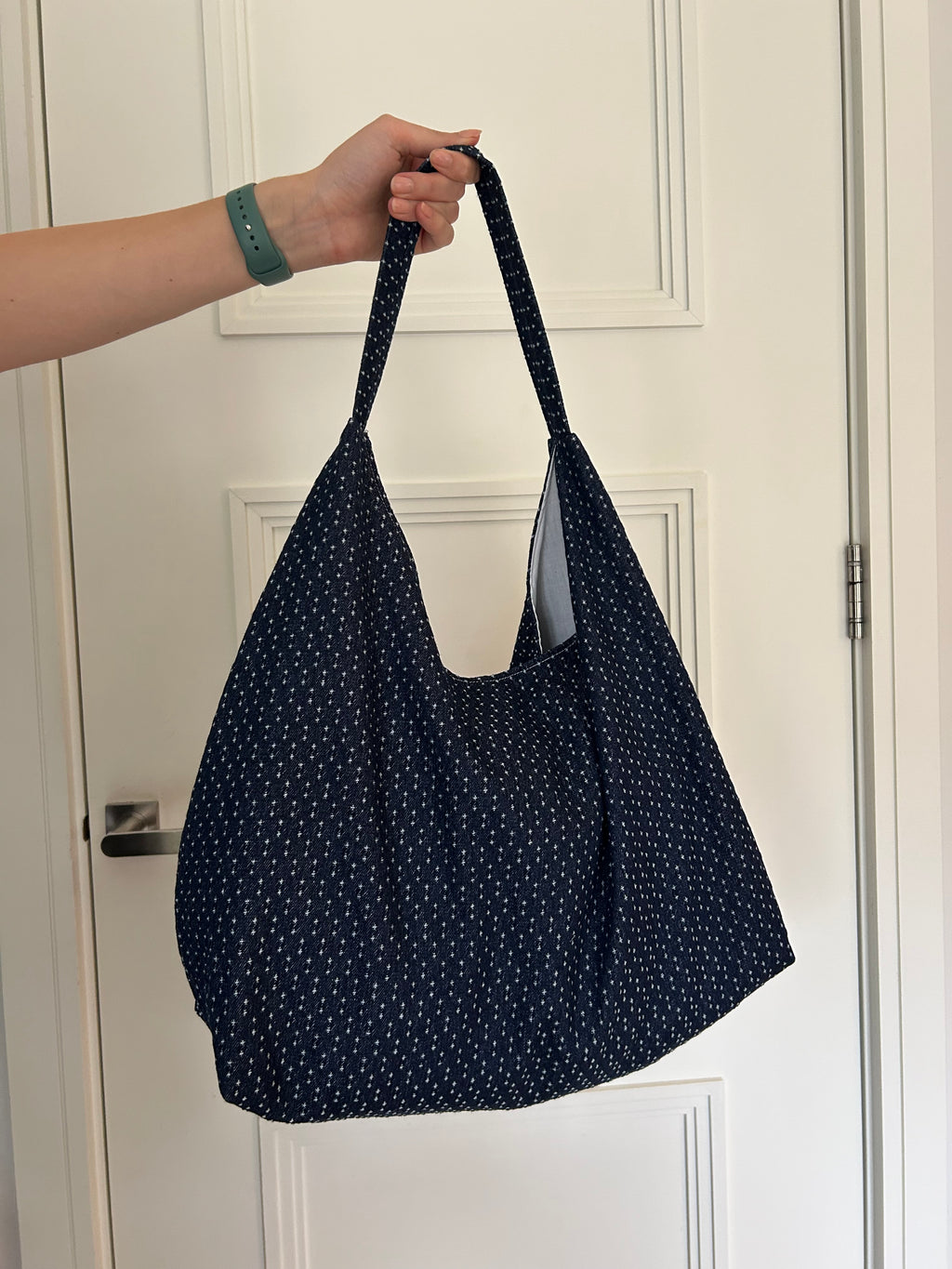 Up-cycled Blue distressed Shoulder Bag - One of a kind