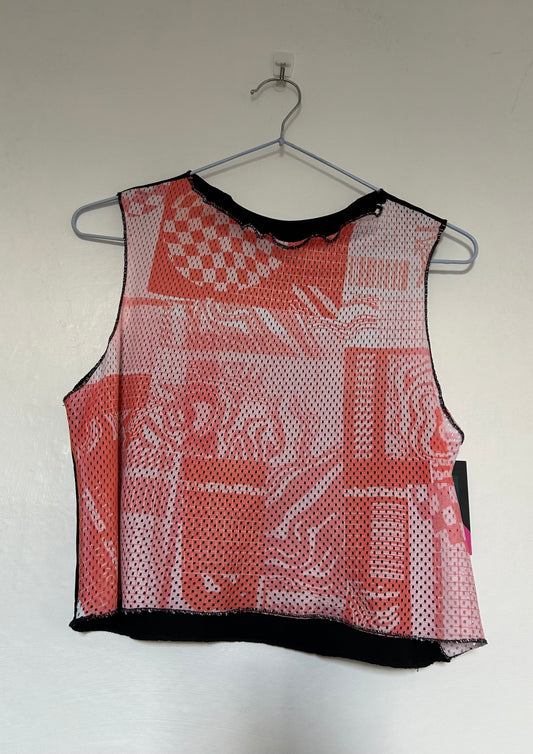 Printed Crop top | Orange PB Mesh | Large