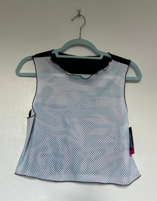Printed Crop top | Blue Mesh | Large