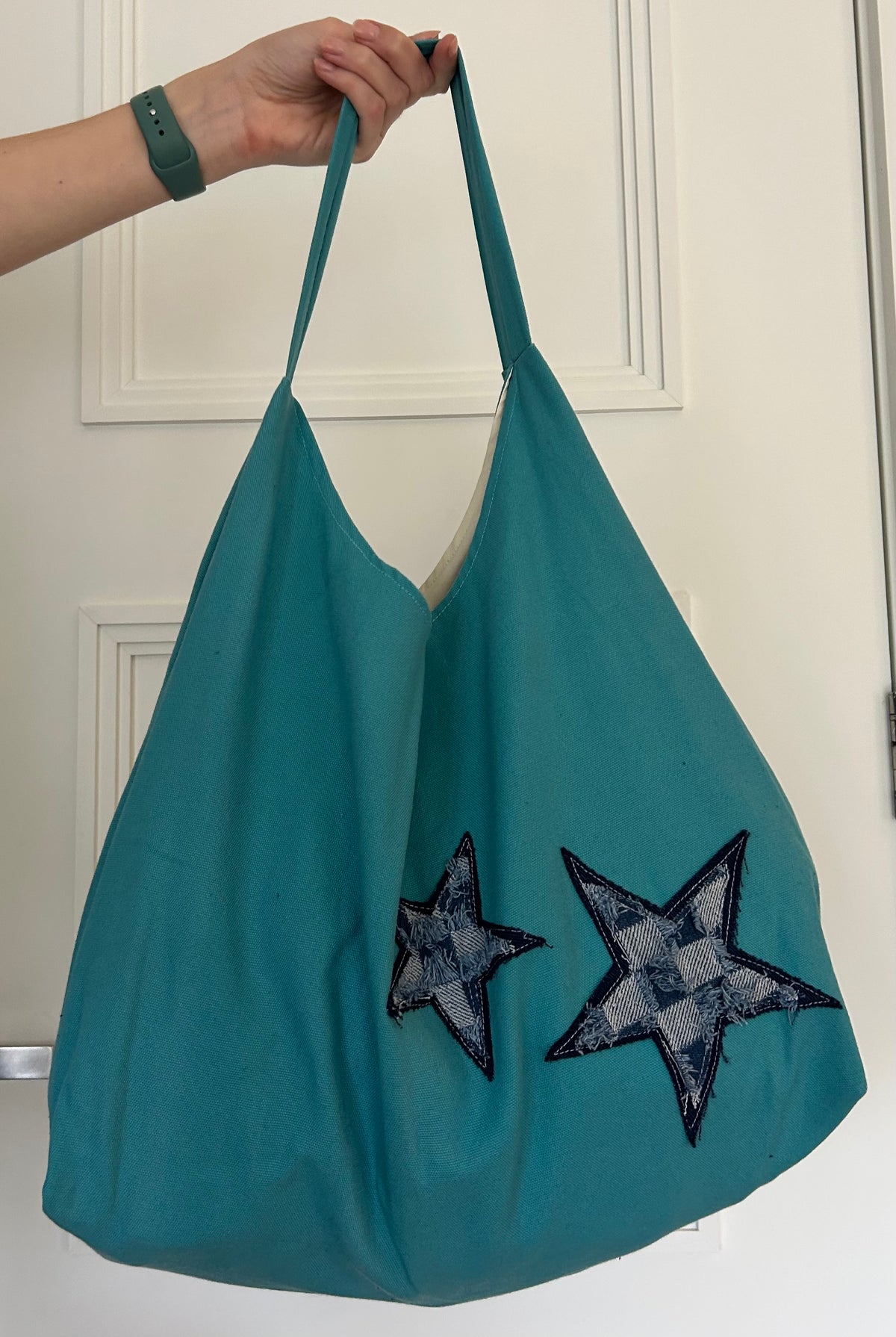 Up-cycled Blue Star Shoulder Bag - One of a kind
