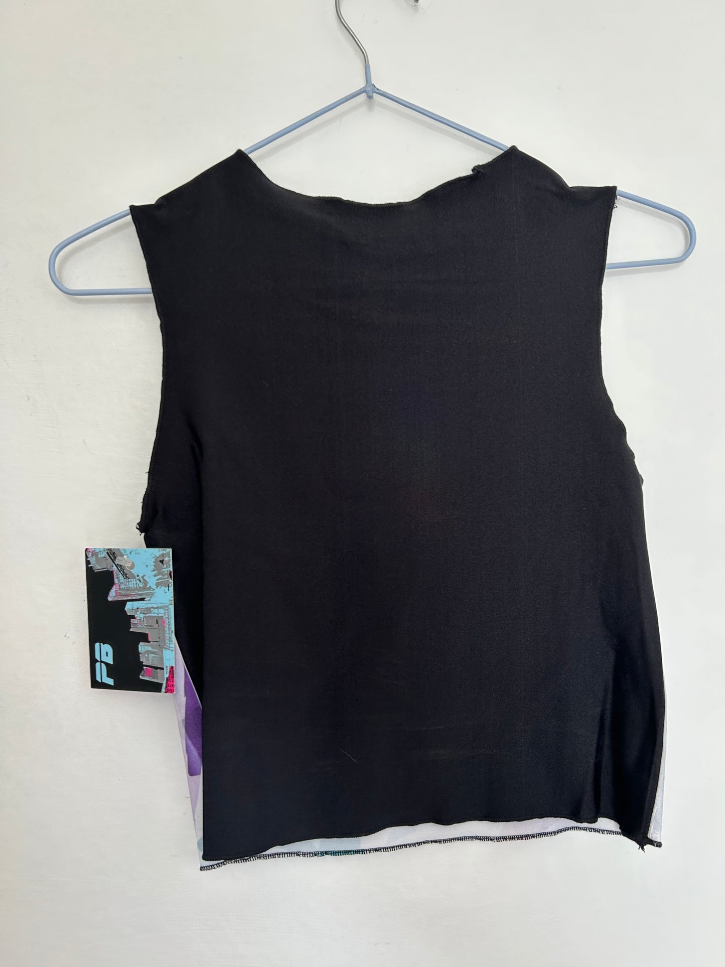 Printed Crop top | Blue, Pink, Black Triangle | Small