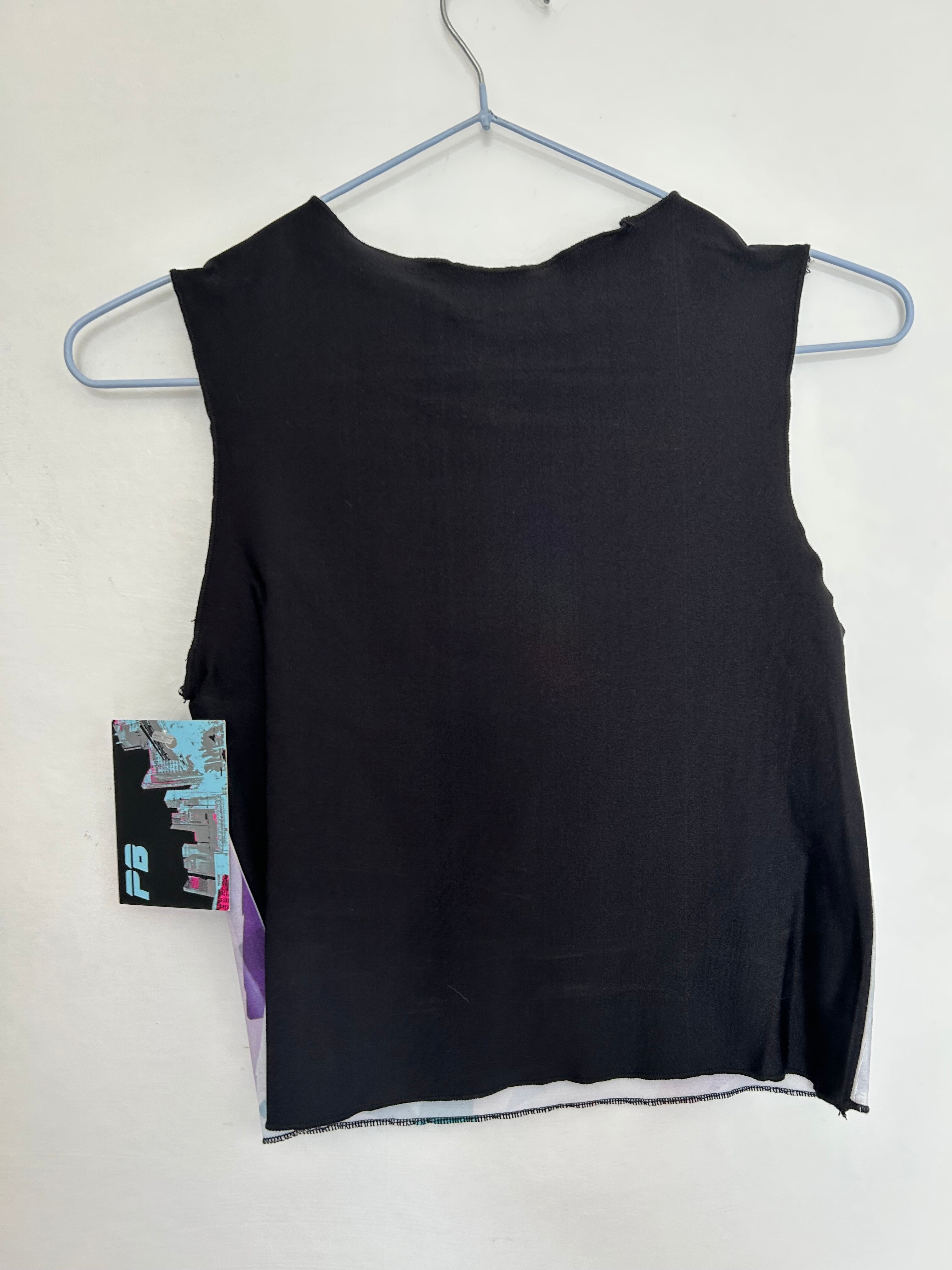 Printed Crop top | Blue, Pink, Black Triangle | Small
