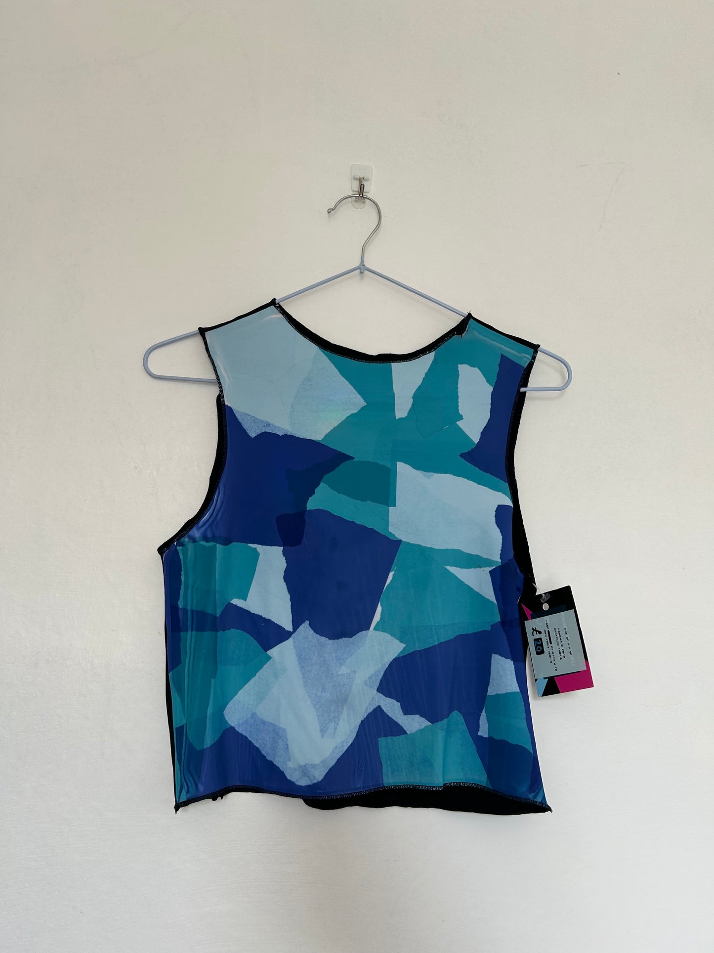 Printed Crop top | Blue Patchwork | Medium
