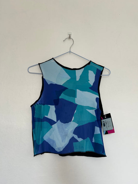 Printed Crop top | Blue Patchwork | Medium