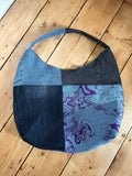 Up-cycled Denim and Screen print Patchwork Shoulder Bag - One of a kind