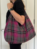Up-cycled Purple and Grey Tartan Shoulder Bag - One of a kind