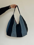 Up-cycled Denim Patchwork Shoulder Bag - Blues / Navy Back