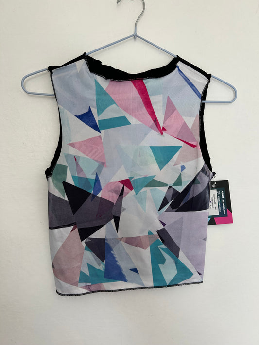 Printed Crop top | Blue, Pink, Black Triangle | Small