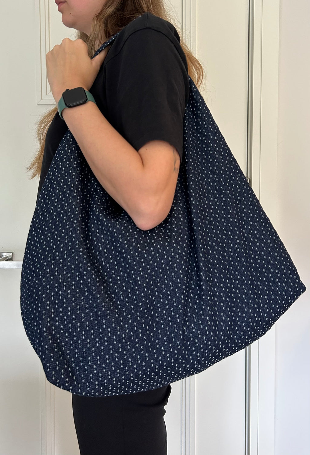 Up-cycled Blue distressed Shoulder Bag - One of a kind