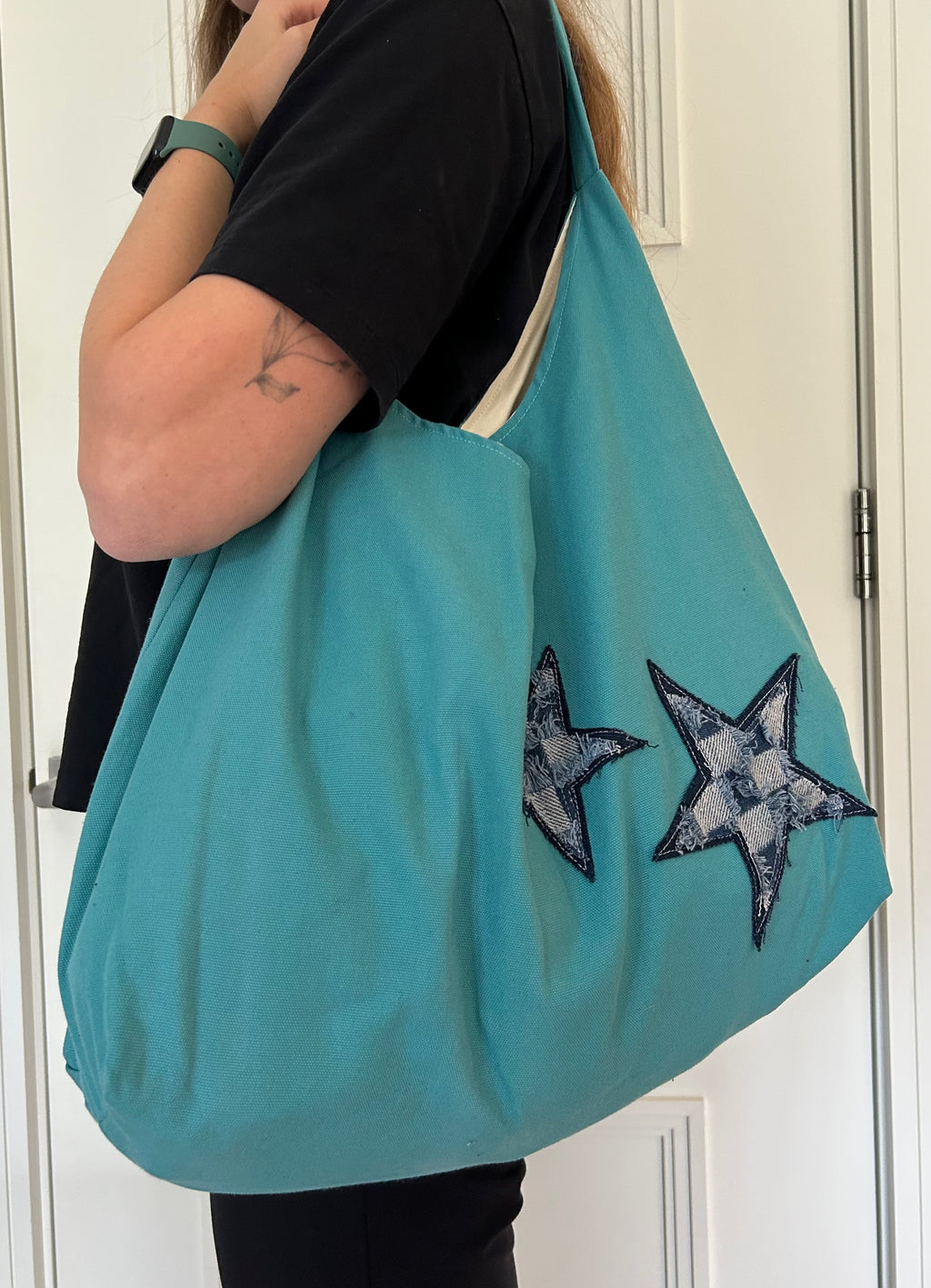 Up-cycled Blue Star Shoulder Bag - One of a kind