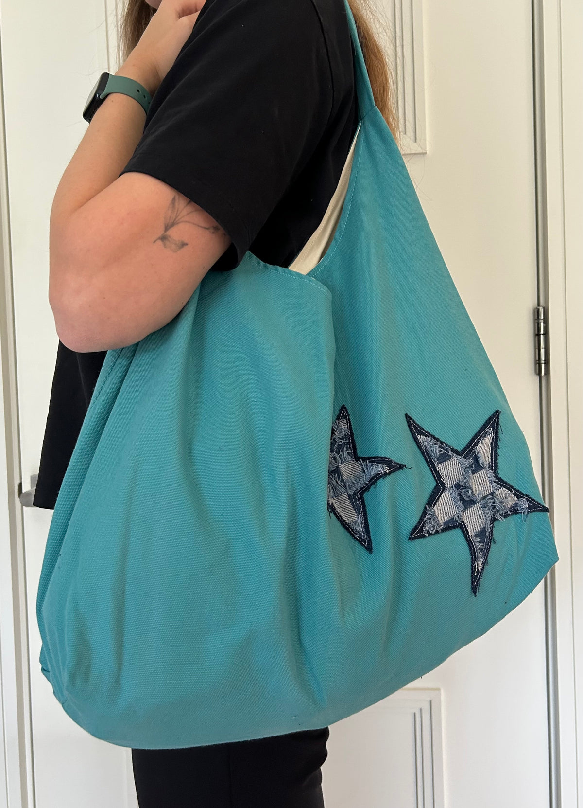 Up-cycled Blue Star Shoulder Bag - One of a kind