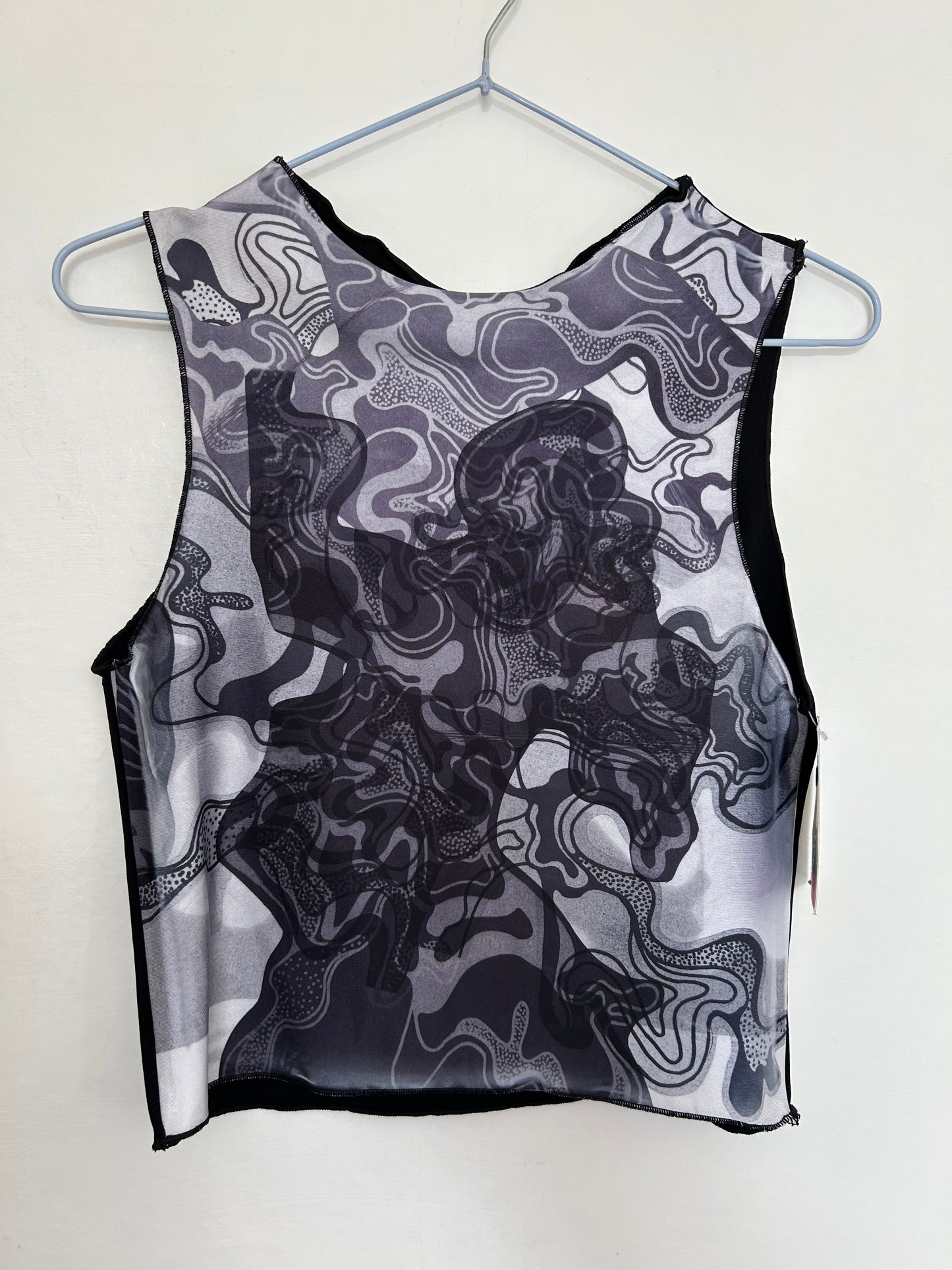 Printed Crop top | Black Swirl Print | Large