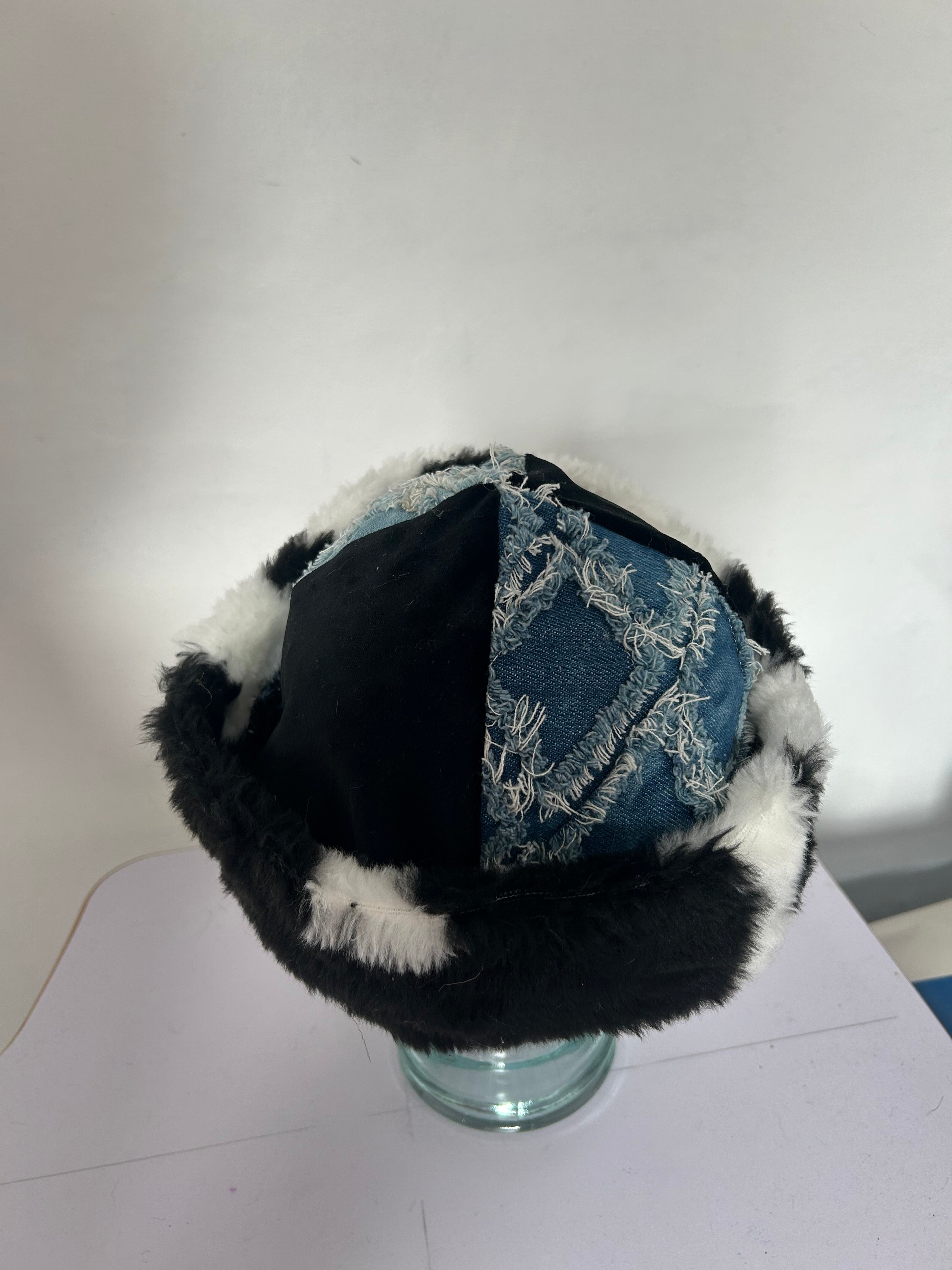 Cow | Denim & Velour Mongolian Hat