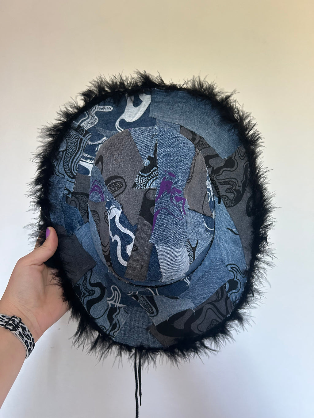 Denim Up-cycled Cowboy Hat - Ursa print
