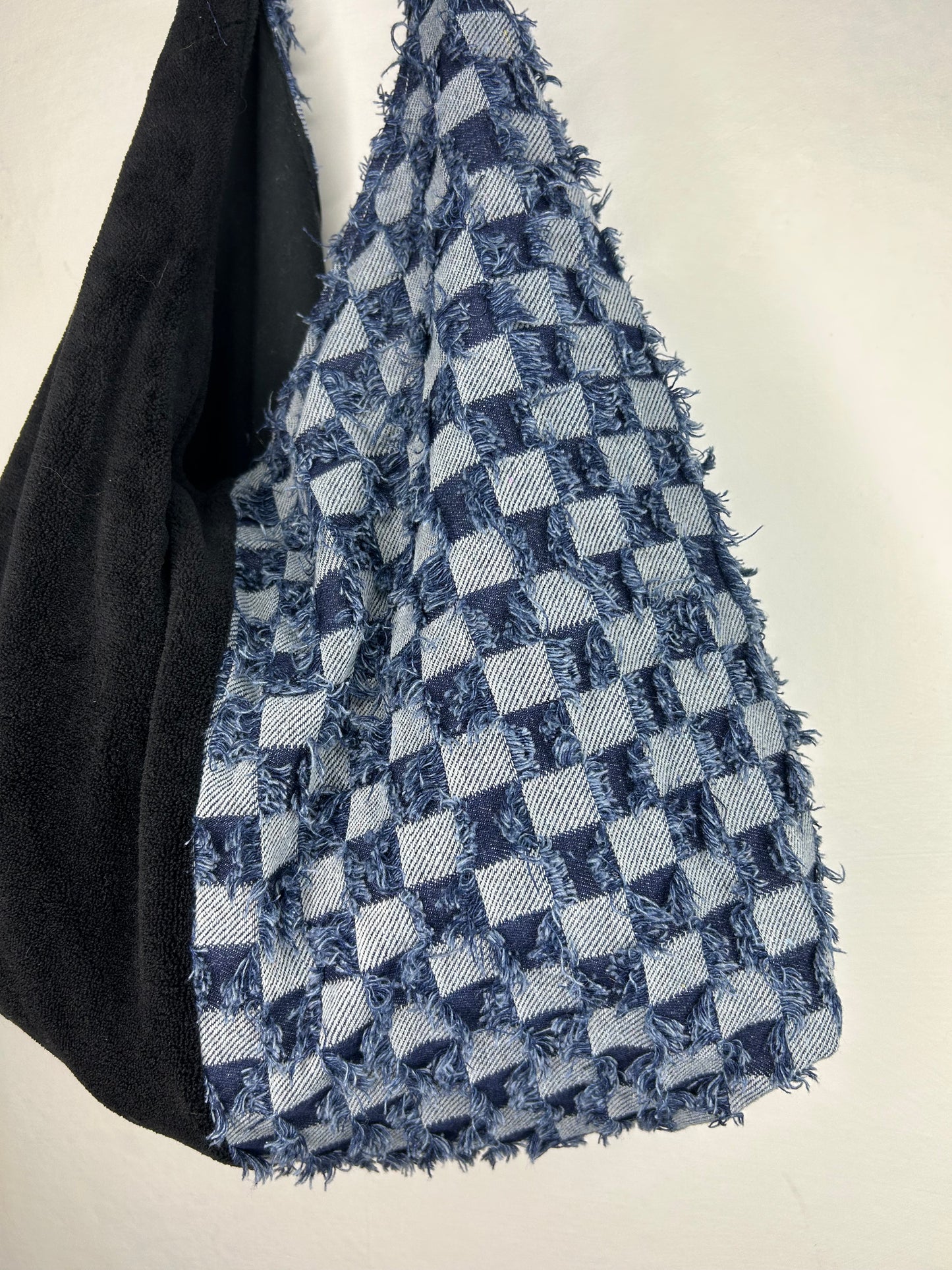 Denim and Black fleece Everything Shoulder Bag - Blues