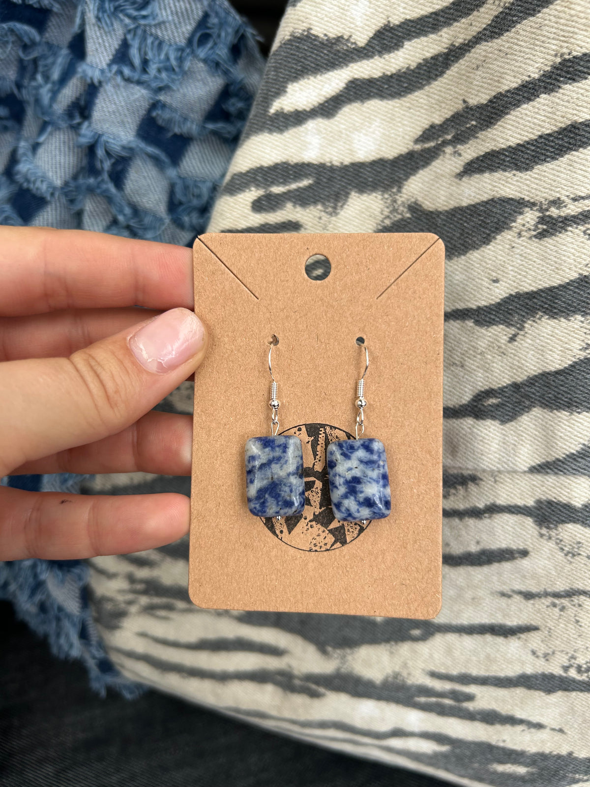 Dalmatian stone Earrings - Blue