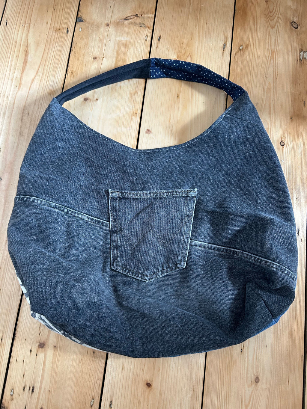 Up-cycled Denim and zebra print Patchwork Shoulder Bag - One of a kind