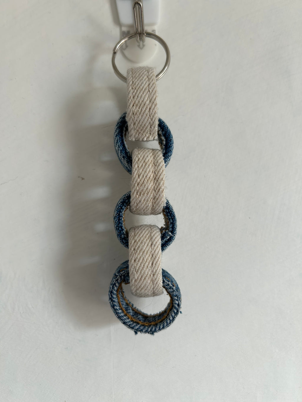 Up-cycled Blue Beige Denim Keyring