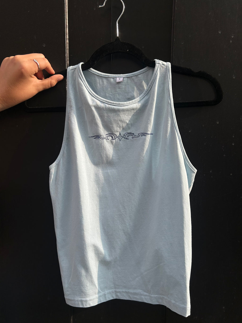Hand Embroidered Tribal Tank Top | Handmade Blue Vest