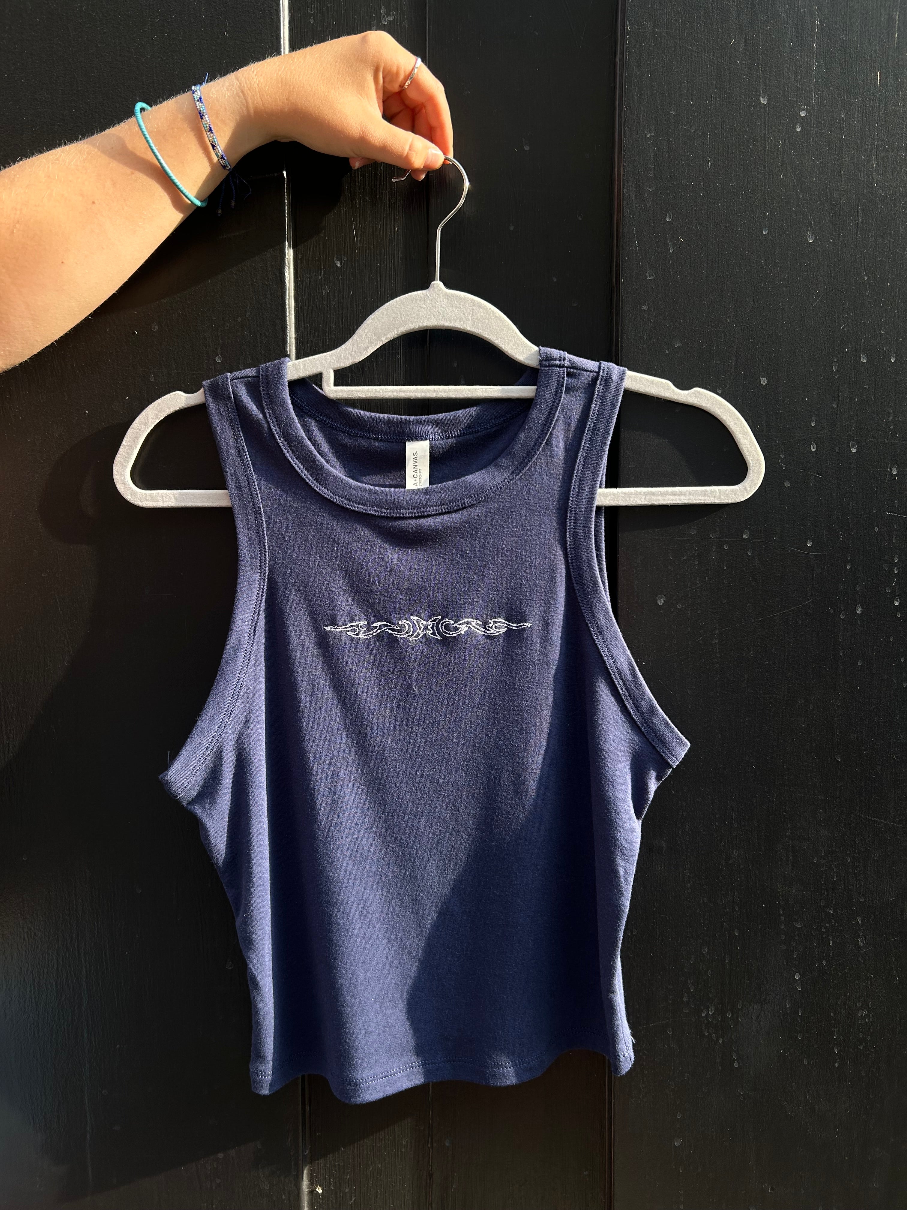 Hand Embroidered Tribal Tank Top | Handmade Navy Vest