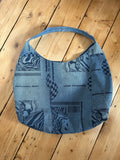 Up-cycled Denim Screen print Patchwork Shoulder Bag - One of a kind