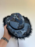 Denim Up-cycled Cowboy Hat - Ursa print