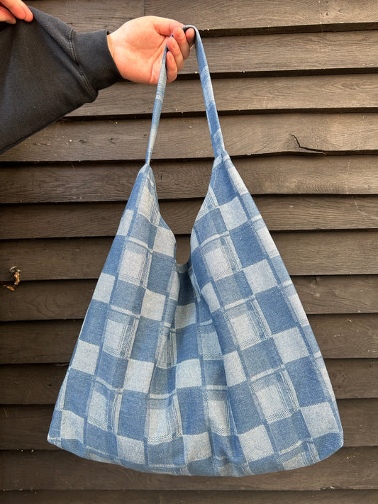 Everything Denim Shoulder Bag - Blue Checked