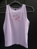 Hand Embroidered Hibiscus Tank Top | Handmade Lilac Vest