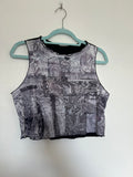 Printed Crop top | Swirl Print Black Mesh | Extra Large