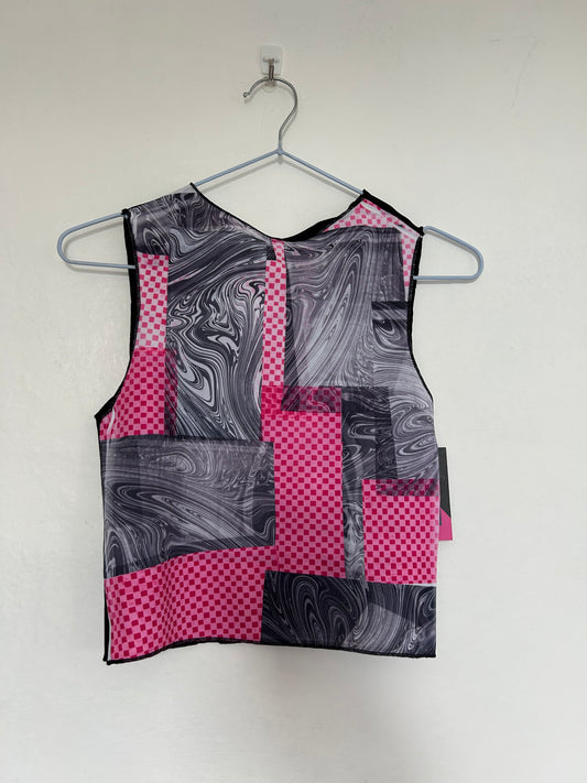 Printed Crop top | Black and Pink | Medium