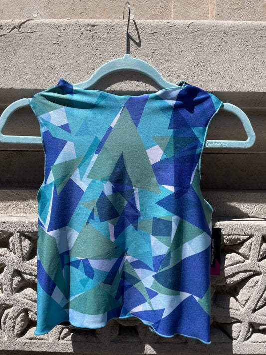 Printed Crop top | Blue Triangle Lycra | Medium