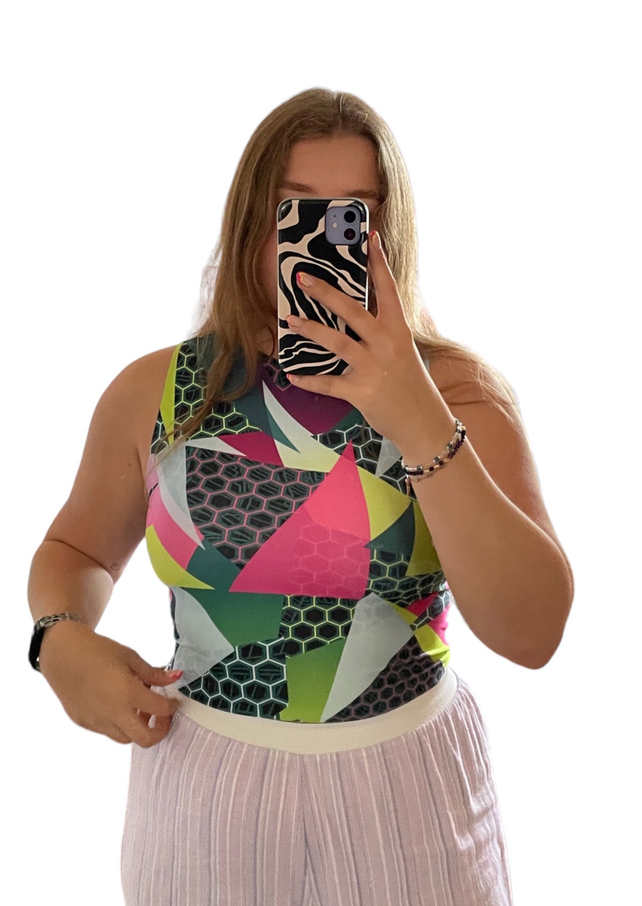 Printed Crop top | Funky Geometric| Large